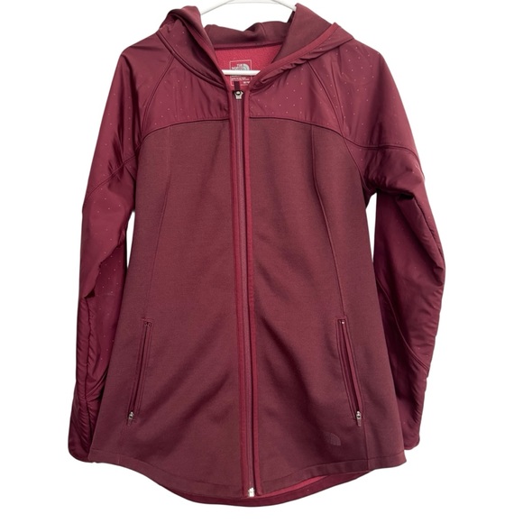 The North Face Women’s Jacket Maroon Hooded Size M Full Zip Mid Length - Picture 1 of 6